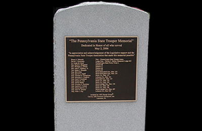 Pennsylvania State Troopers Memorial Plaque