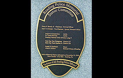 Reading PA Police Plaque