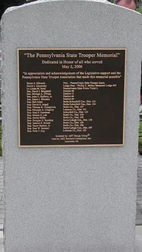 Pennsylvania State Troopers Memorial Plaque